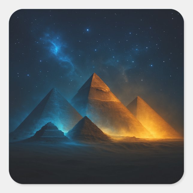 Pyramiden von Gizeh Nachtleuchter Quadratischer Aufkleber (Vorderseite)