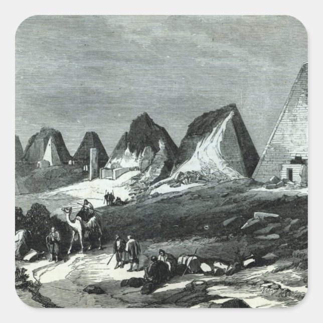 Pyramiden von Meroe, am Nil Quadratischer Aufkleber (Vorderseite)