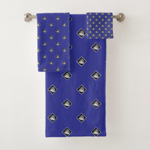 Pyramiden-Würfel-Wiederholung Deep Blue Badhandtuch Set