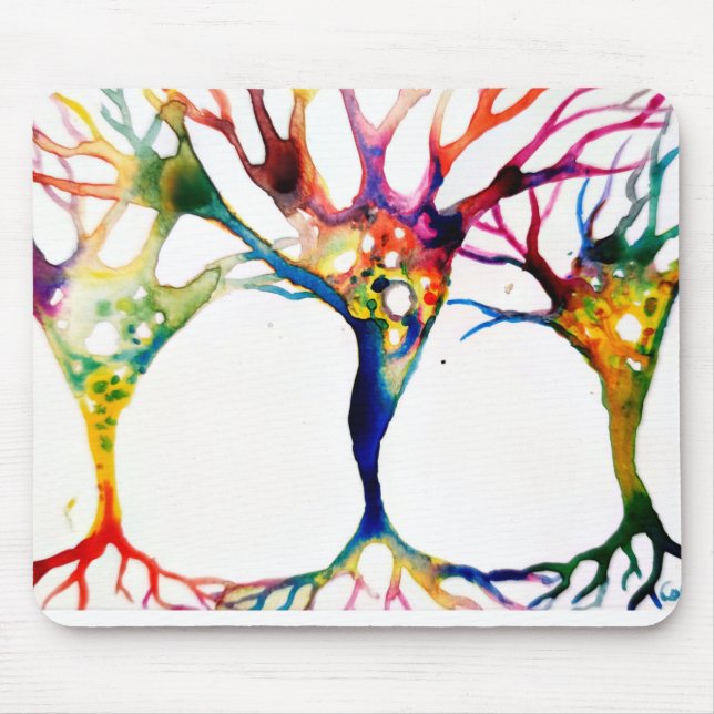 Pyramidenneuronen-Trio mit Wasserfarben gemalt Mousepad (Vorne)