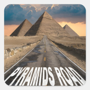 Pyramidenstraße Ägypten Wüstenlandmarke Kunst Quadratischer Aufkleber
