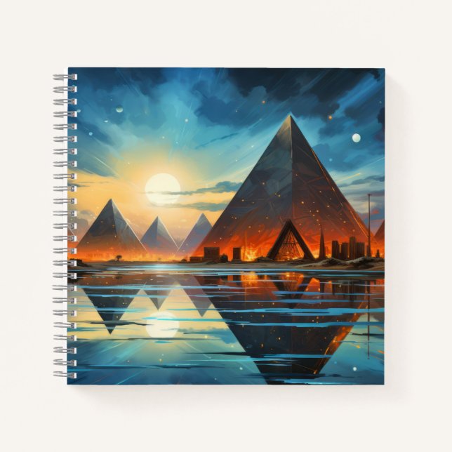 Pyramids Mystic Concept Abstrakte Farbenpracht Notizbuch (Vorderseite)
