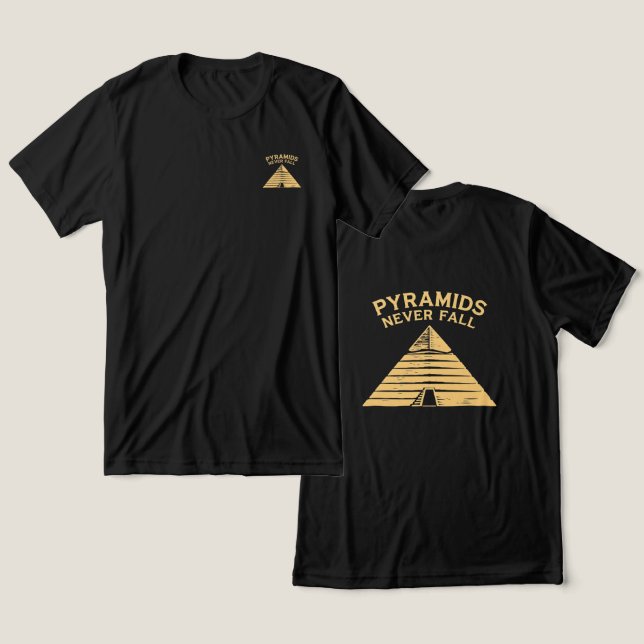 Pyramids Never Fall Minimal Egypt T-Shirt Tri-Blend Shirt (Design vorne & hinten)