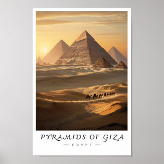 Pyramids of Giza Egypt Wall Art, Ancient Landmark Poster