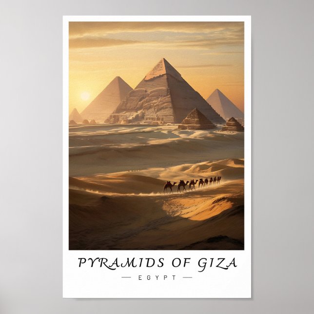 Pyramids of Giza Egypt Wall Art, Ancient Landmark Poster (Vorne)