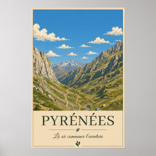 Pyrenäen Frankreich – Alpines Illustrated Landscha Poster