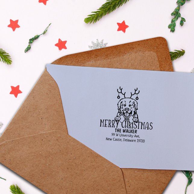 Pyrenäen Hund Weihnachts-Rücksendeadresse Gummistempel (Von Creator hochgeladen)