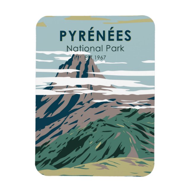 Pyrenäen Nationalpark Frankreich Vintag Magnet (Vertikal)