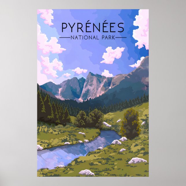 Pyrenäen-Nationalpark-Reiseposter Poster (Vorne)