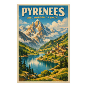 Pyrenäen, Spanien, in klassischer Retro-Reiseoptik Poster