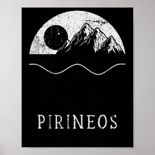 Pyrenäen Vintage Berge Wandern Camping Spanien Ret Poster