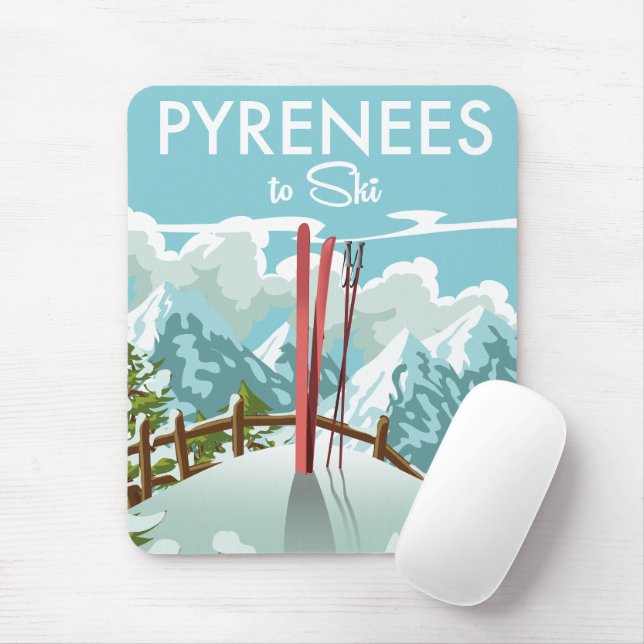 Pyrenäen zum Skifahren drucken. Mousepad (Mit Mouse)