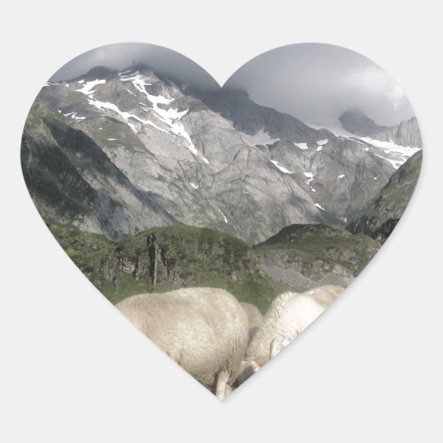 Pyrenäenlandschaft Herz-Aufkleber (Vorderseite)
