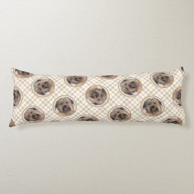 Pyrenean Shepherd Malerei Long-Haird Fawn Dog Art Seitenschläferkissen (Vorderseite)