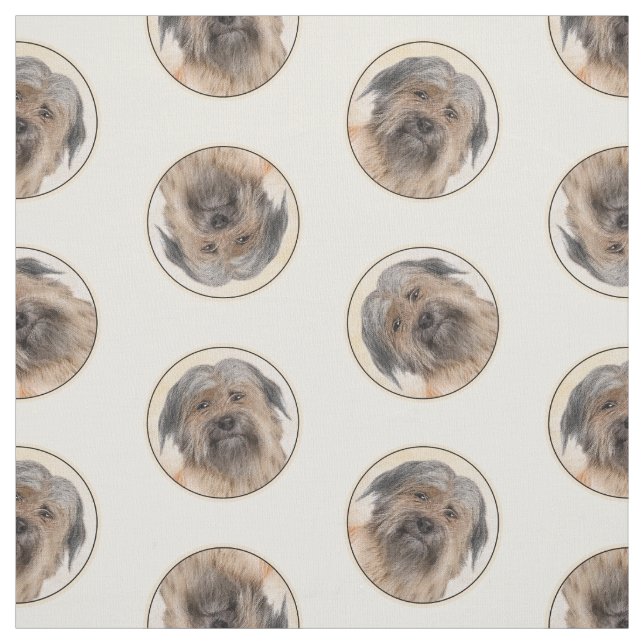 Pyrenean Shepherd Malerei Long-Haird Fawn Dog Art Stoff (Muster)