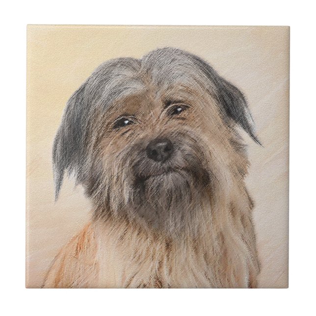 Pyrenean Shepherd Malerei - Niedliche Original Dog Fliese (Vorderseite)