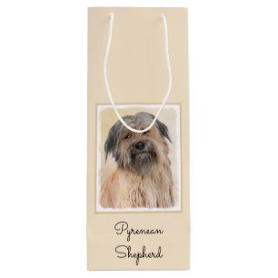 Pyrenean Shepherd Malerei - Niedliche Original Dog Geschenktüte Für Weinflaschen