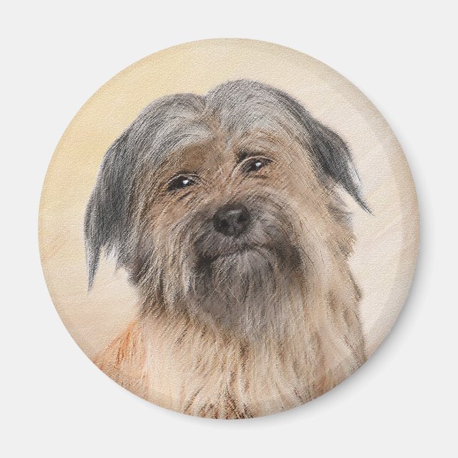 Pyrenean Shepherd Malerei - Niedliche Original Dog Magnet (Vorne)