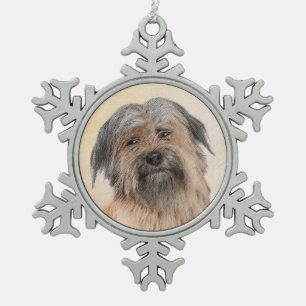 Pyrenean Shepherd Malerei - Niedliche Original Dog Schneeflocken Zinn-Ornament