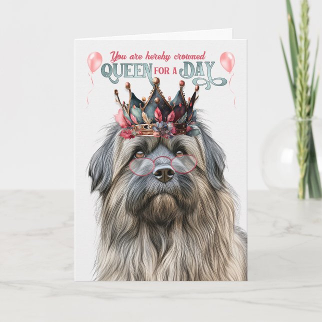 Pyrenean Shepherd Queen for Day Funny Birthday Karte (Vorderseite)