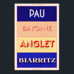 Pyrénées-Atlantiques Nouvelle Aquitaine Art Deco P Poster<br><div class="desc">Nouvelle Aquitaine Plakatstil Design. Dieses elegante Art Deco Poster entwirft sportliche Plätze aus dem Südwesten Frankreichs, ideal für diejenigen, die gewollt haben, ihre Liebe für diese Region zu zeigen. Von T - Shirt bis hin zu Hausmeistern und Accessoires gibt es für jeden etwas - warum also nicht heute selbst Leckerei...</div>