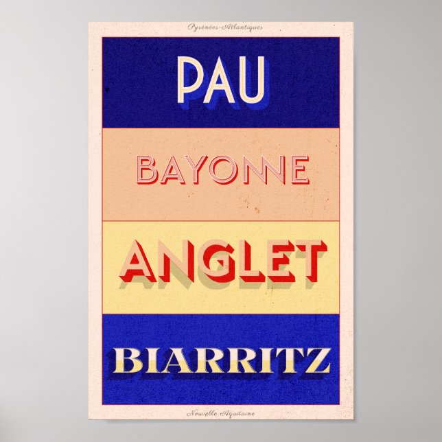 Pyrénées-Atlantiques Nouvelle Aquitaine Art Deco P Poster (Vorne)