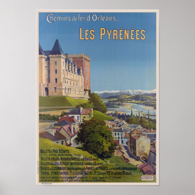 Pyrénées France Vintage Poster 1899 (Vorne)