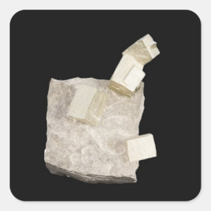 Pyrite Kristalle in Shale Quadratischer Aufkleber
