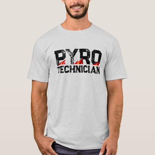 PyroTechnician t shirt with burning flames (Vorderseite)