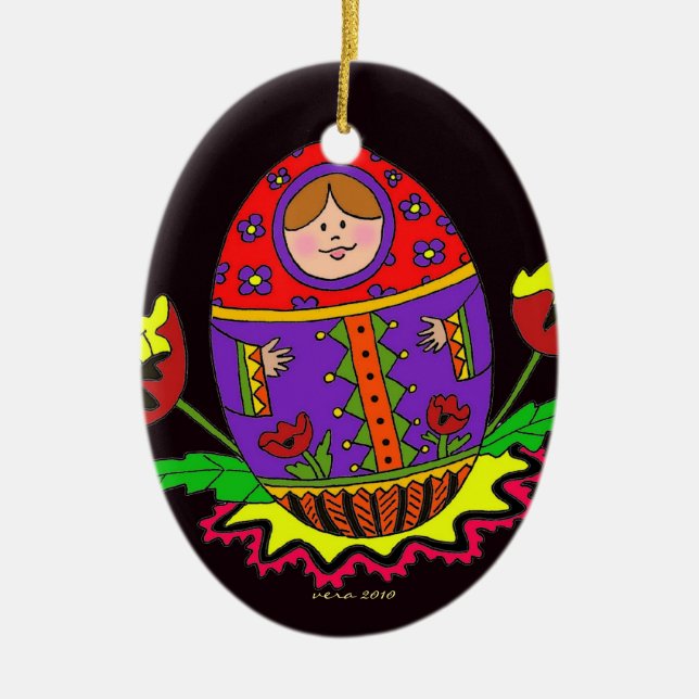 Pysanka Weihnachten Keramikornament (Vorne)