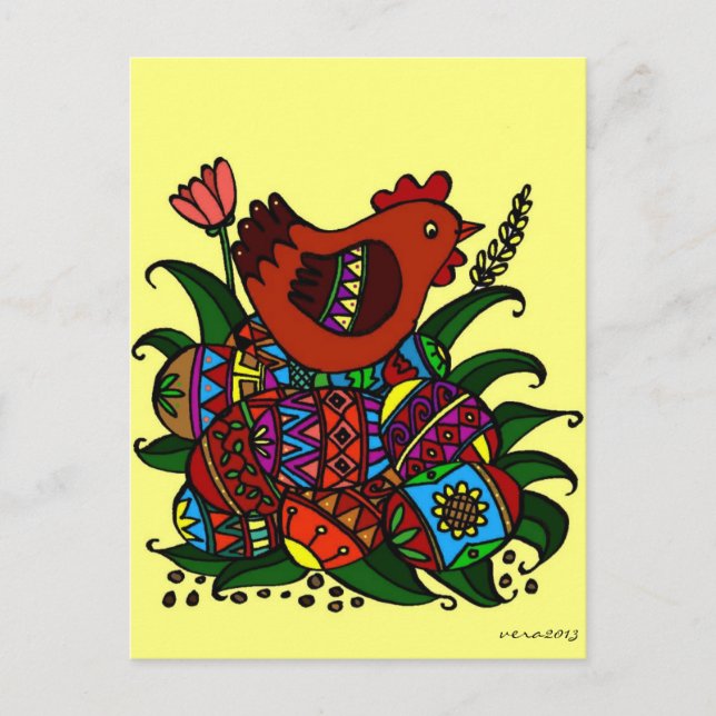 Pysanky und Hen Ukrainische Volkskunst Postkarte (Vorderseite)