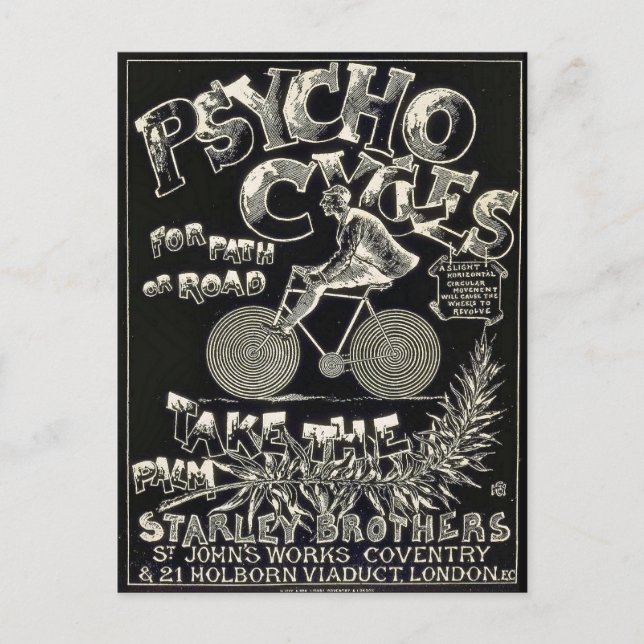 Pyscho Cycles - Vintage Bike-Werbung Postkarte (Vorderseite)