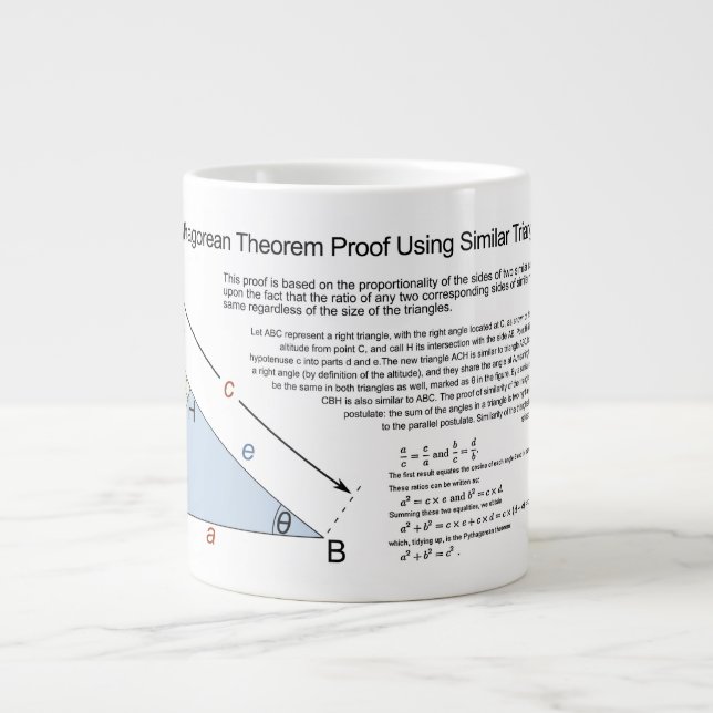 Pythagoräisches Theorem-Beweis unter Verwendung Jumbo-Tasse (Vorderseite)