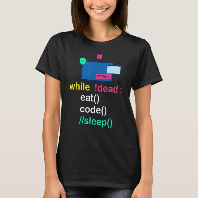 Python Programmer Coder isst Code Sleep T-Shirt (Vorderseite)