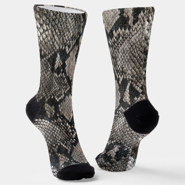 Python-Schlangenhaut - Reich Elegant Graue Mode Socken (Gewinkelt)