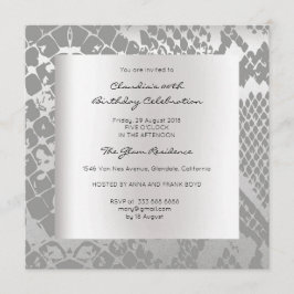 Python Snake Animal Skin Black Silver Birthday Einladung