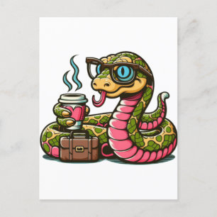 Python trinkt Kaffee Ankündigungspostkarte