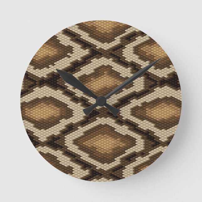 Pythonschlangeschlangenhautmuster 2 runde wanduhr (Vorderseite)