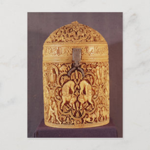 Pyx mit Relief, das die Freuden darstellt Postkarte