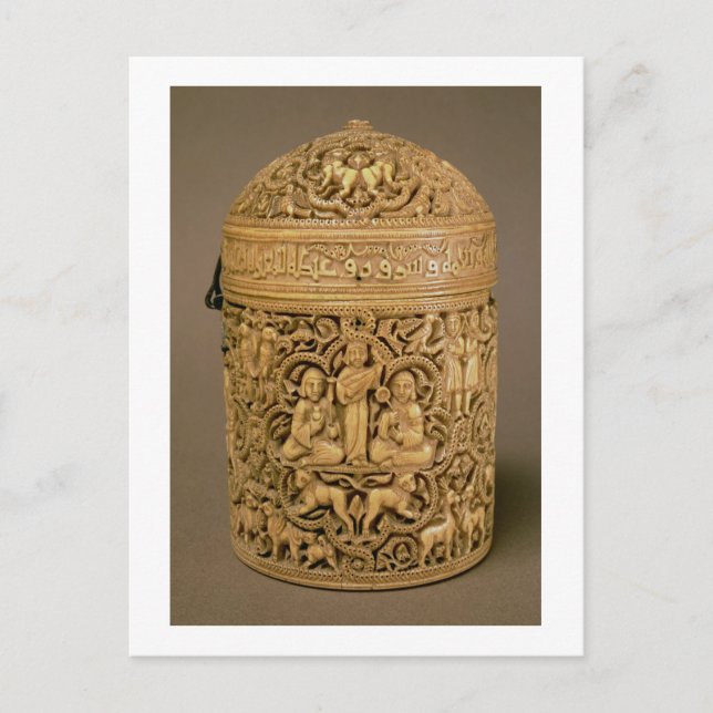 Pyx mit Relief, die die Freuden höflich darstellen Postkarte (Vorderseite)