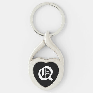 "Q" Black Heart Keychain Schlüsselanhänger