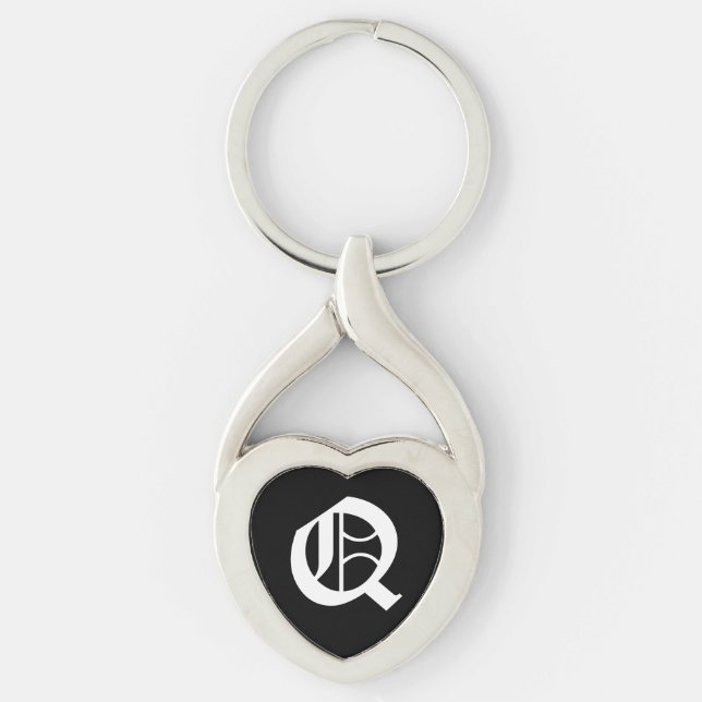 "Q" Black Heart Keychain Schlüsselanhänger (Vorderseite)