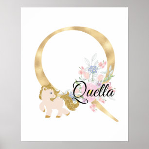 Q Buchstabe personalisierter Name Monogramm mit Po Poster