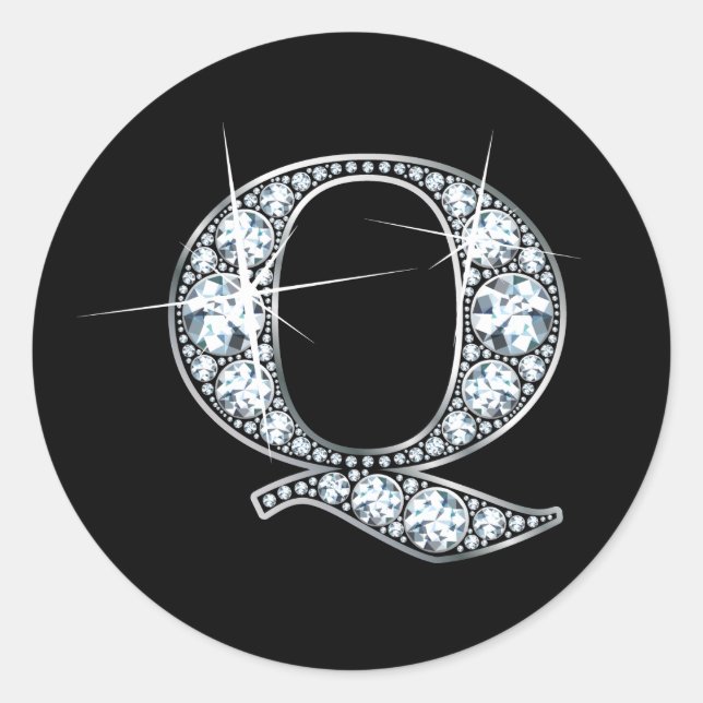 "Q" Diamant Bling Sticker (Vorderseite)