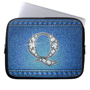 Q "Diamond" Denim Stitching Electronics Bag Laptopschutzhülle
