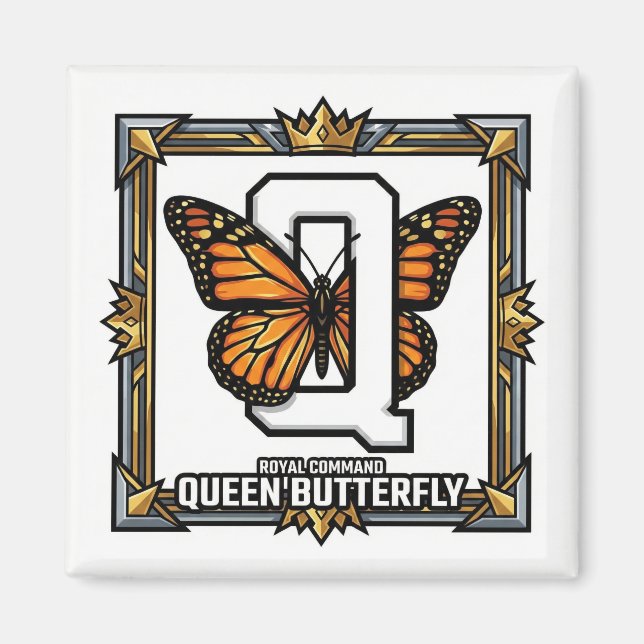 Q is for Queen Butterfly – GTA Style ABC Learning Magnet (Vorne)