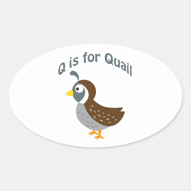 Q ist für Quail Ovaler Aufkleber (Vorderseite)