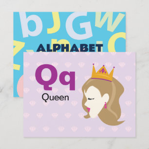 Q ist für Queen - Alphabet Flash Card Postkarte