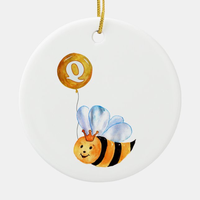Q ist für QUEEN BEE Keramik Ornament (Vorne)