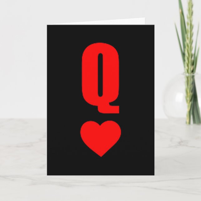 Q Karte Queen Hearts Passendes Paar Saint Valentin (Vorderseite)